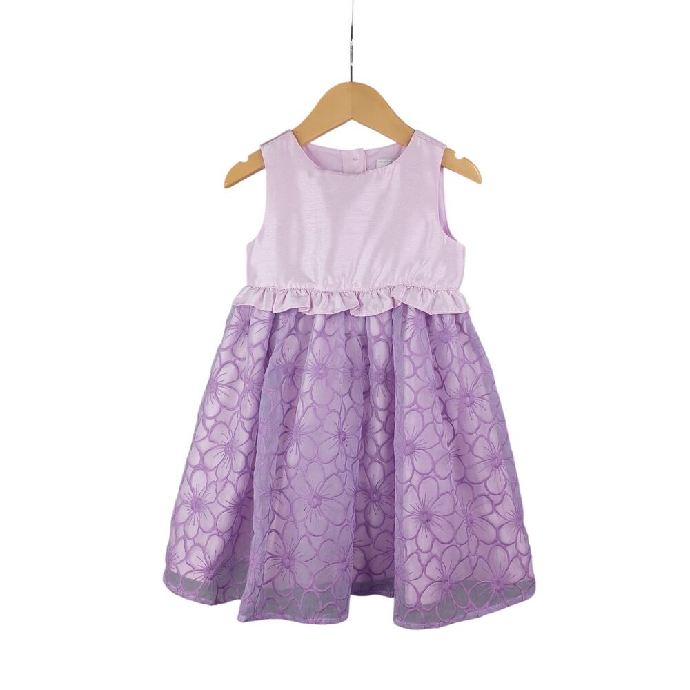 Gymboree Girls Embroidered Floral Formal Special Occasion Dress Set 2T Lavender